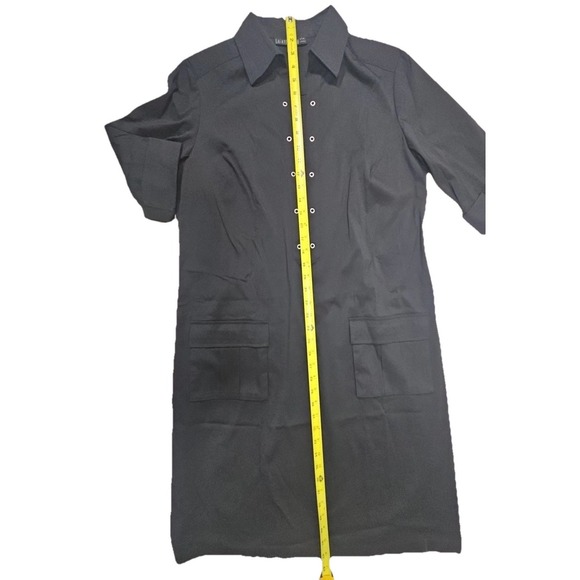 Lafayette 148 Shirt Dress Womens Sz 10 Black Lace Up (ORIGINAL LACE MISSING) - Picture 5 of 13
